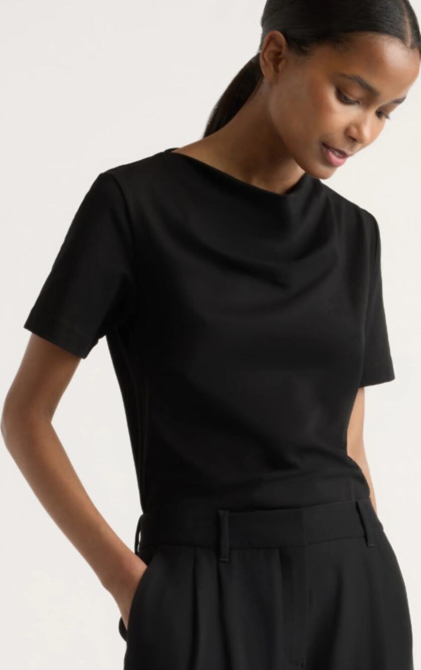 Modern Citizen Kendra Organic Cotton Cowl-Neck Tee XL Black